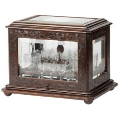 French Liquor Chest with Crystal Glasses and Decanters