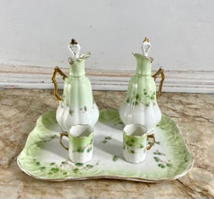 French Liquor Service "Head to Head" Art Nouveau Porcelain, 19th Century