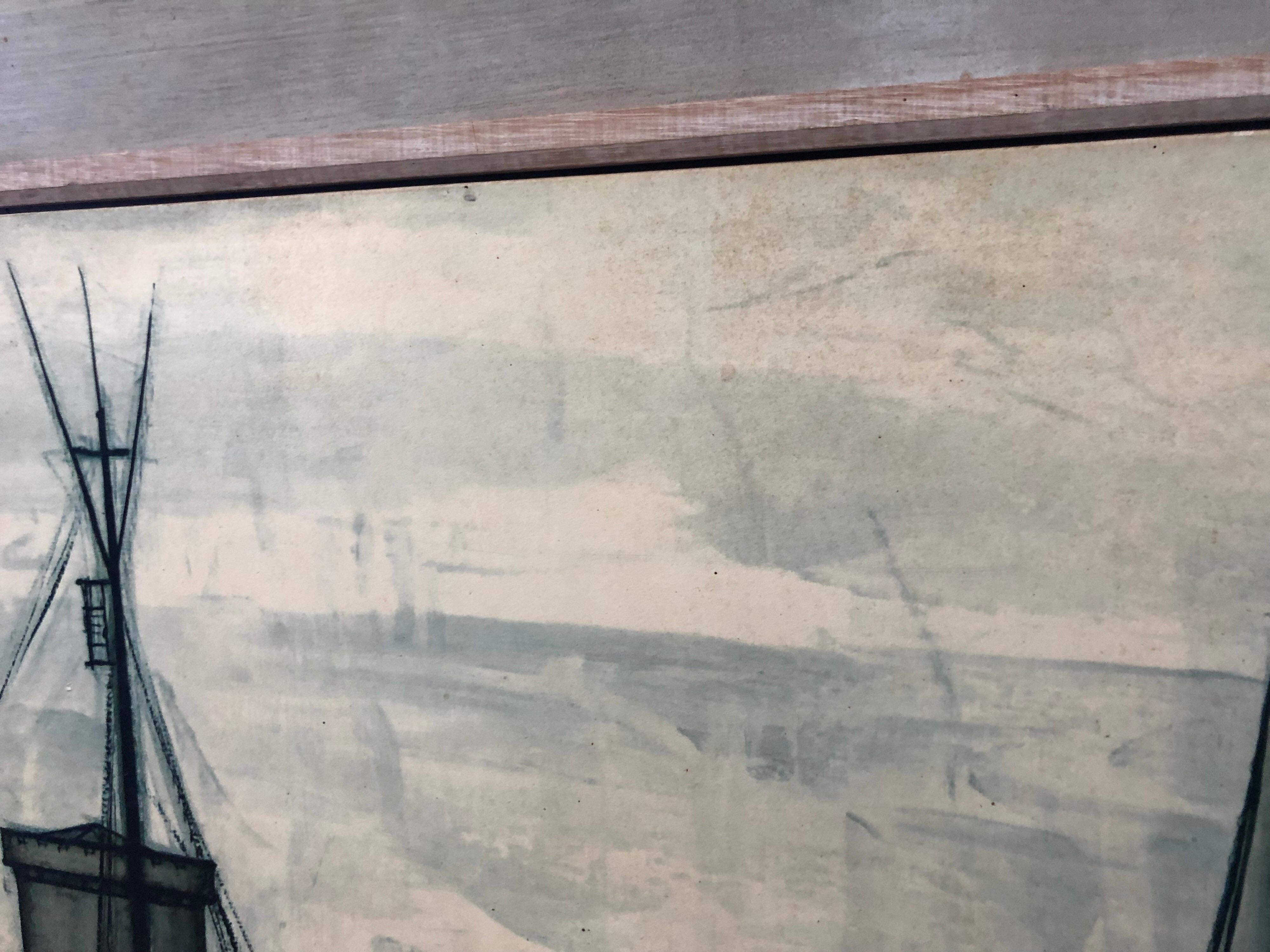 Français Lithographie française de Bernard Buffet, Le Port de La Rochelle, 1955 en vente