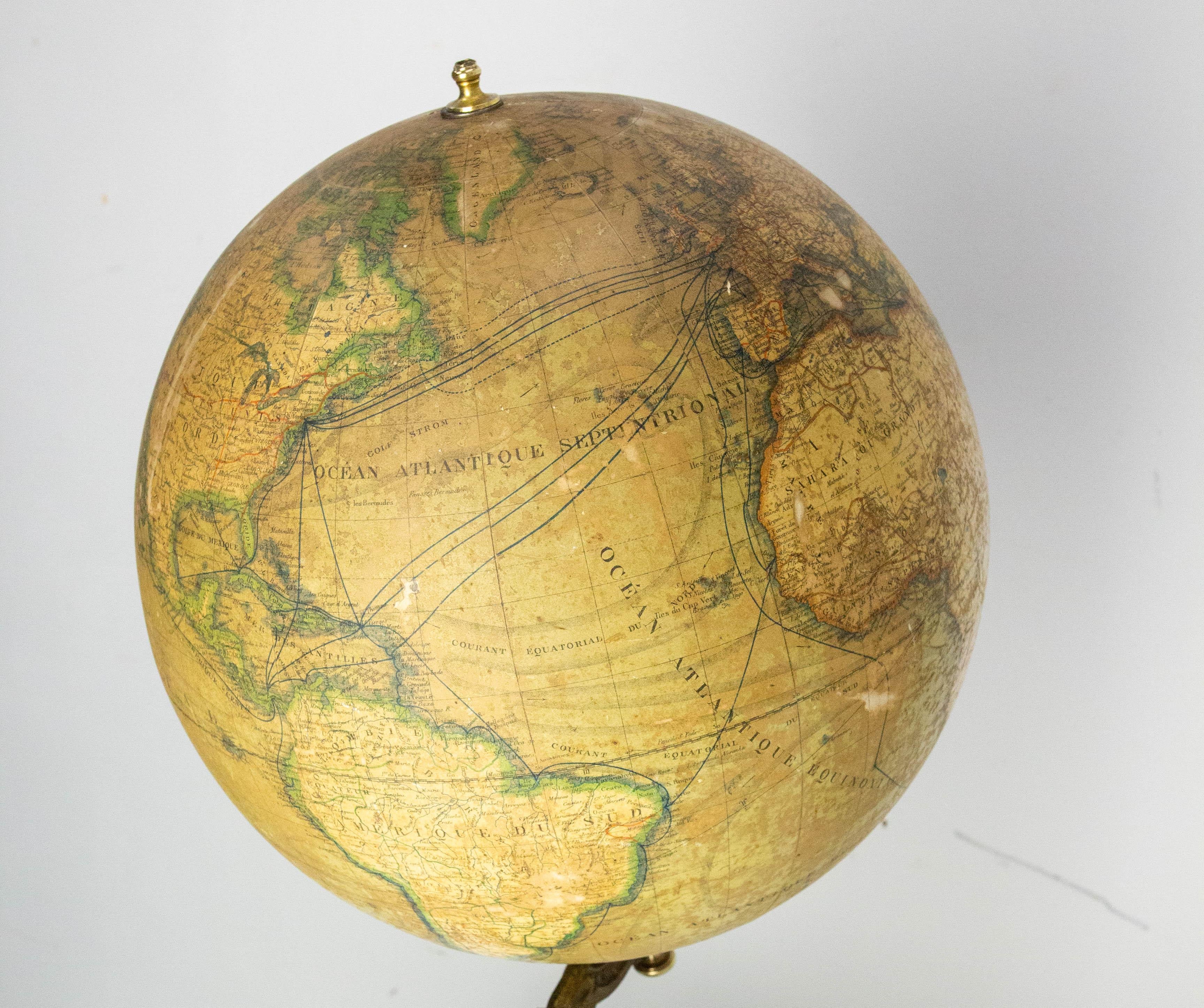 Globo terrestre francese litografato con base in ghisa dell'inizio del XX secolo in vendita 3