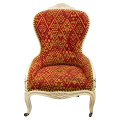 French Litlle Armchair red and yellow gold - Louis XV Style - France Napoleon 3
