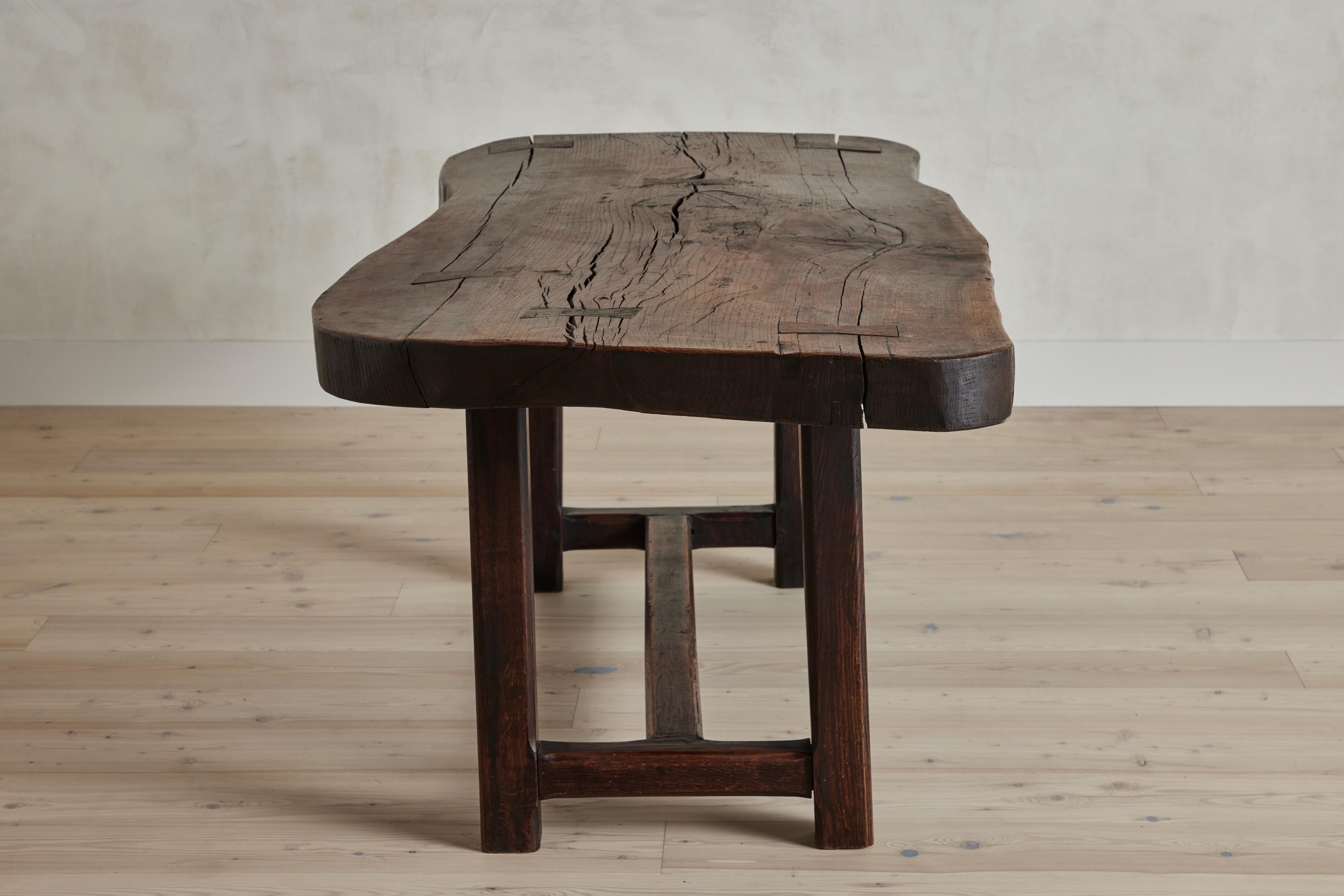 Wood French Live Edge Farm Table For Sale
