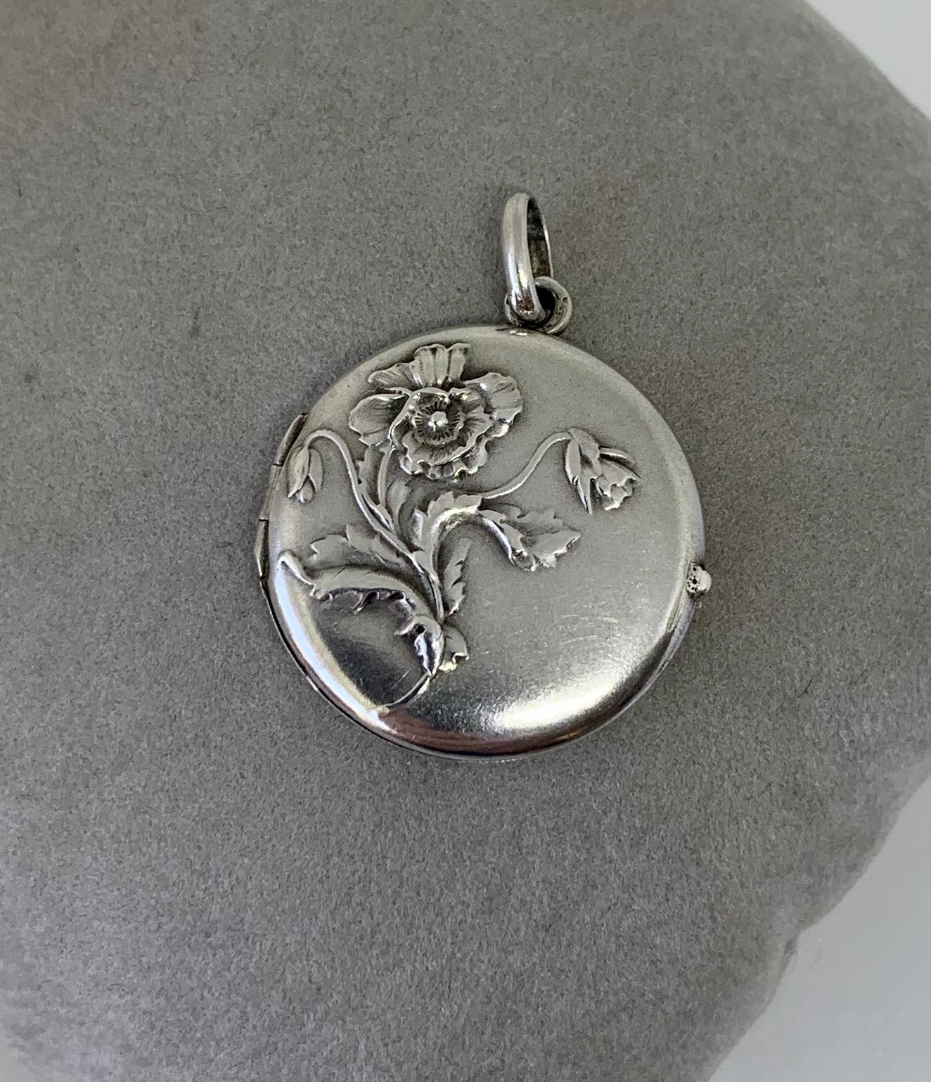 antique silver locket necklace