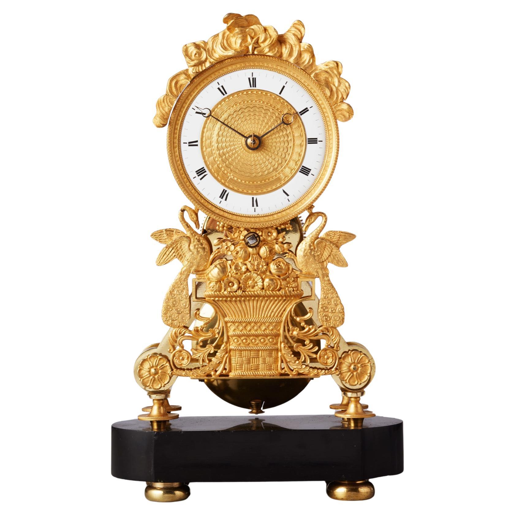 French long duration Skeleton Clock For Sale