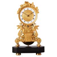 French Thin Glass Pinwheel Escapement Big Wheel Marble Base Skeleton ...