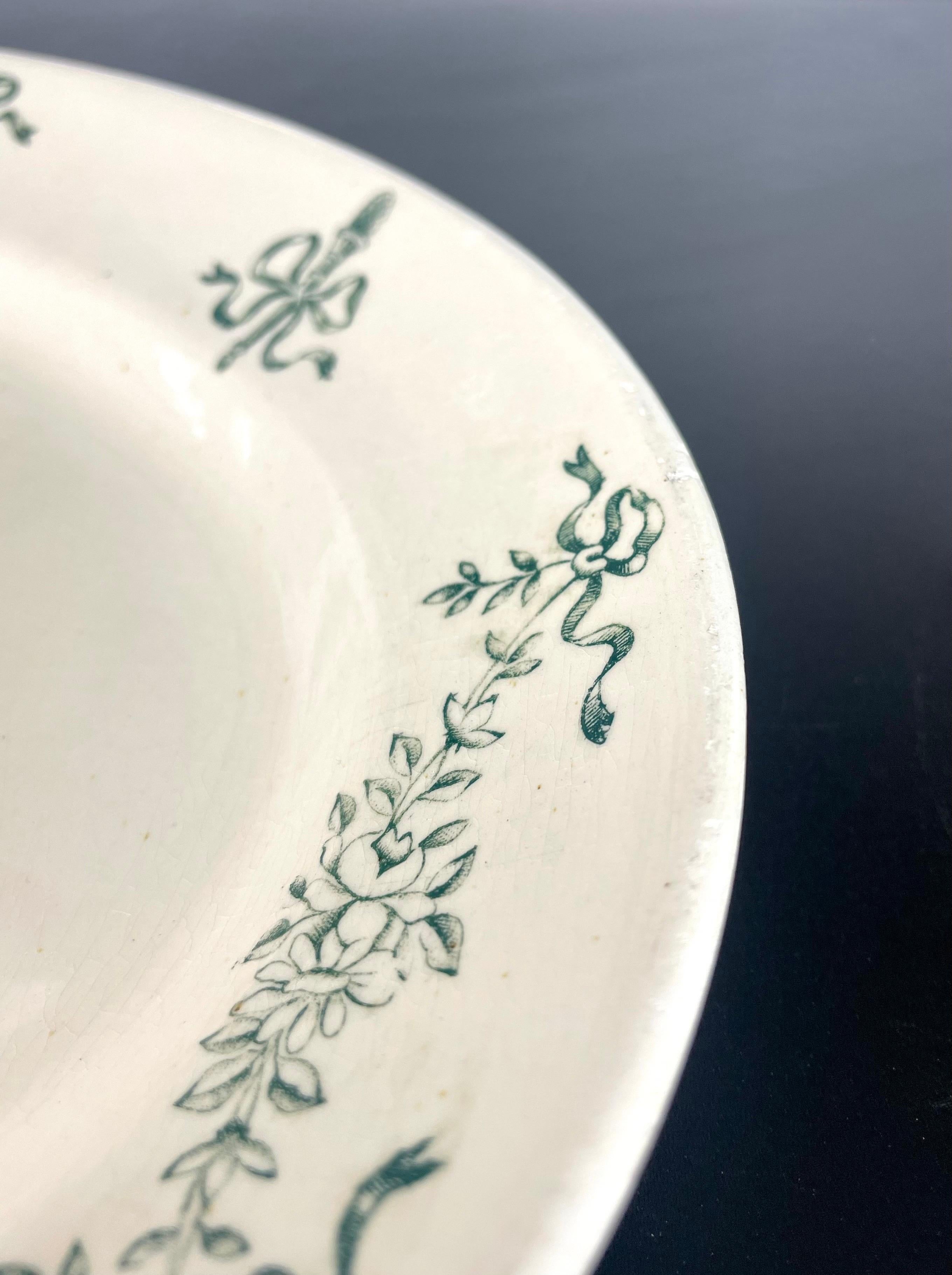 French Longchamp Earthenware Oval Serving Dish Terre De Fer, Late 19th Century 3