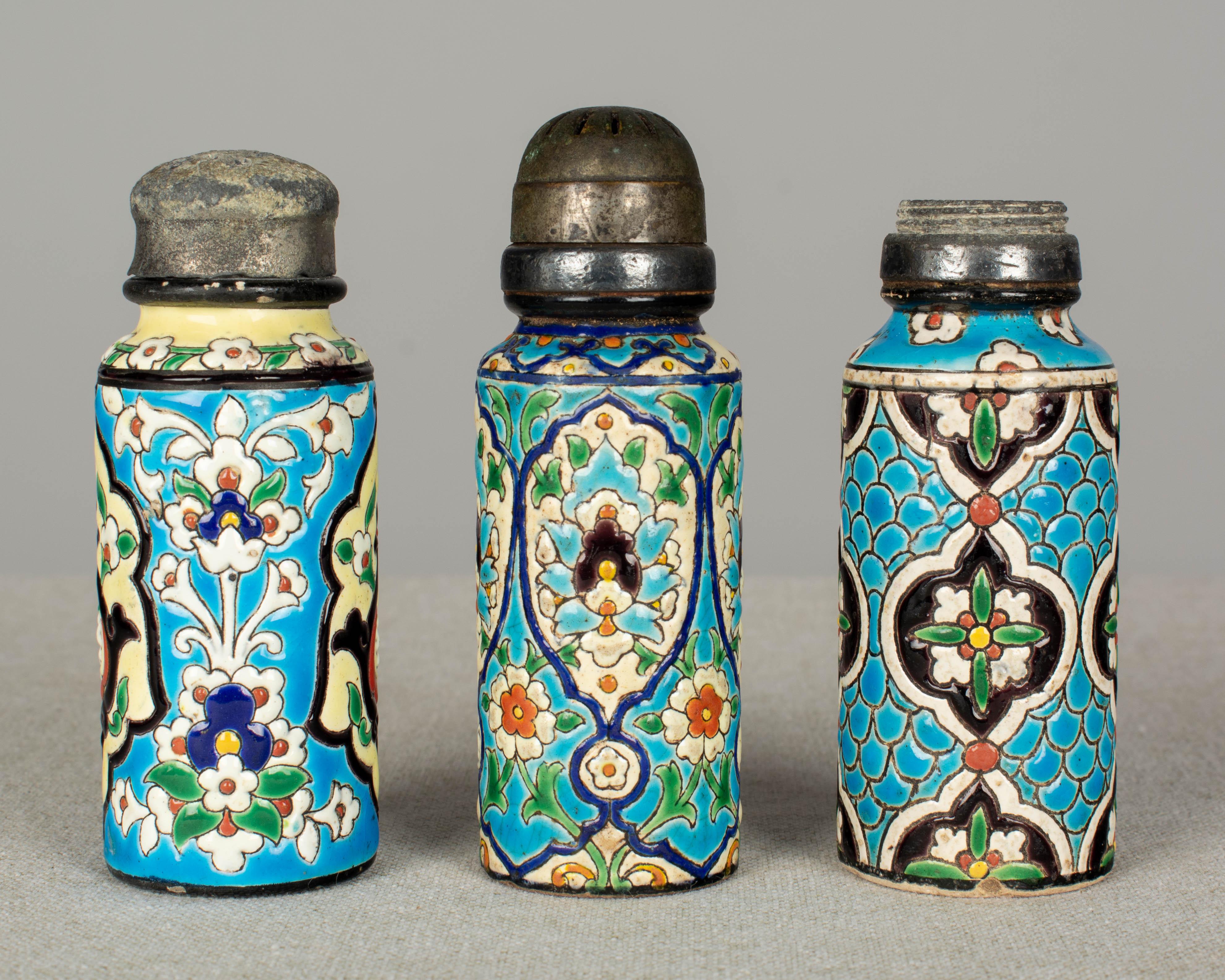 Art Nouveau French Longwy Ceramic Shakers, Set of Four