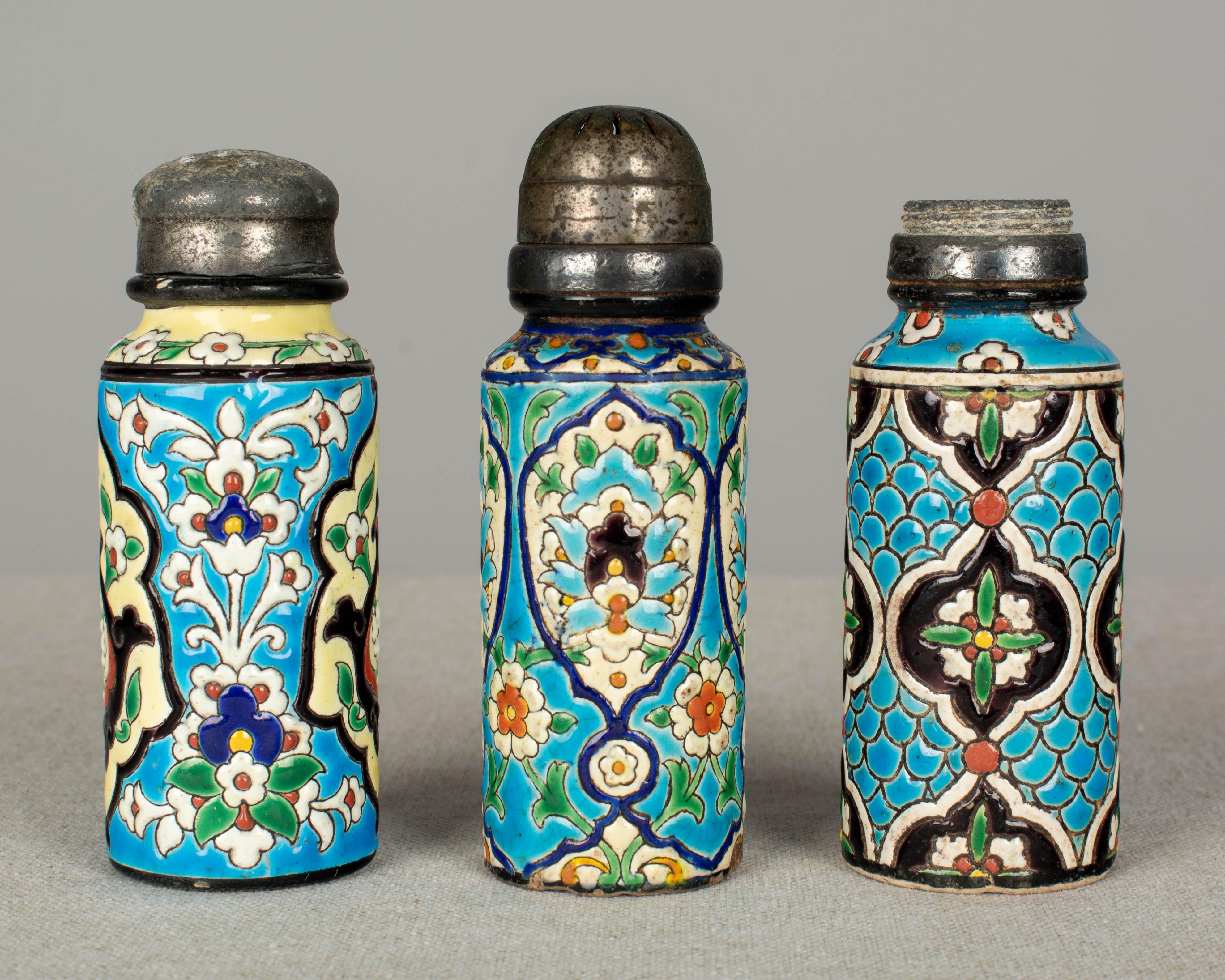 French Longwy Ceramic Shakers, Set of Four In Good Condition In Winter Park, FL