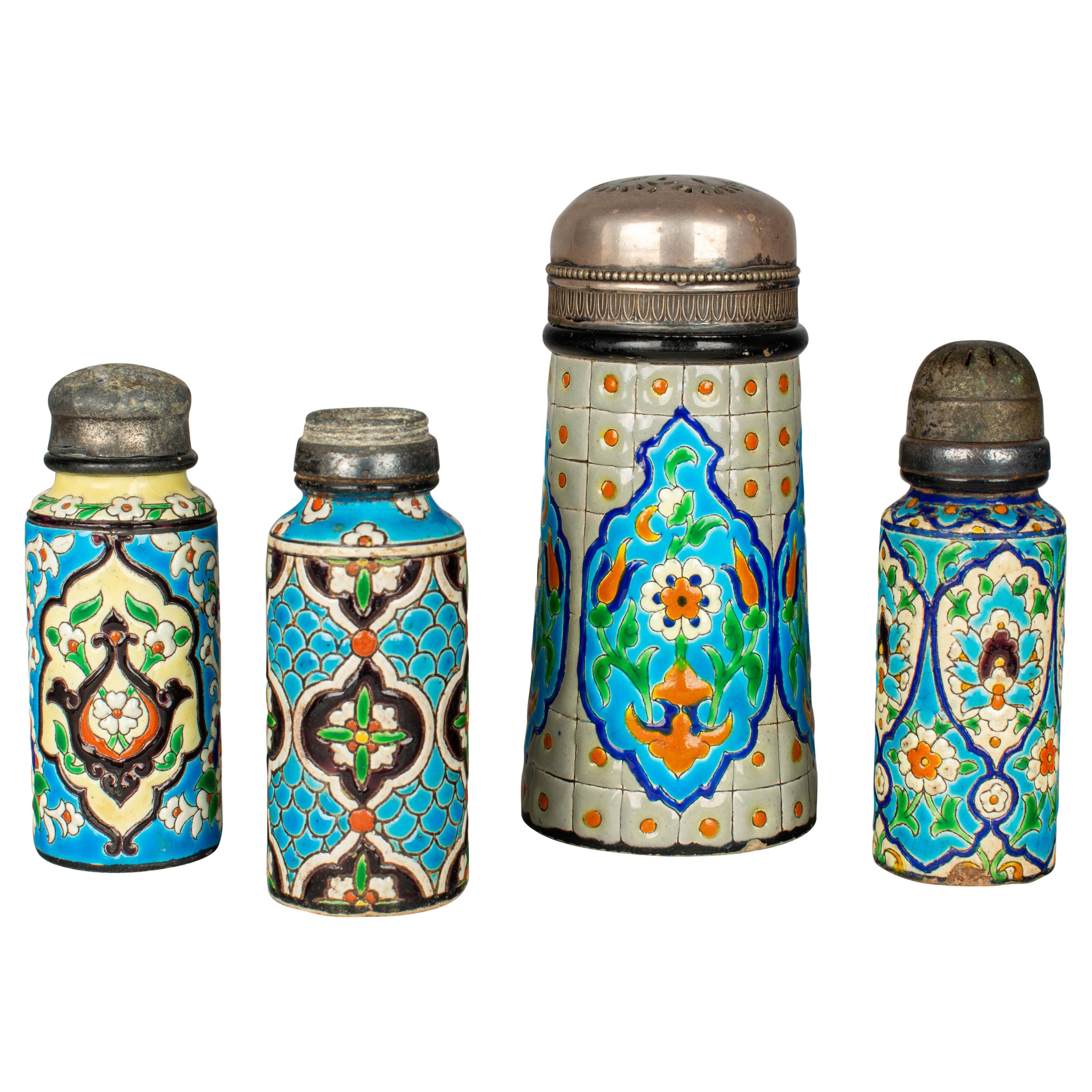 French Longwy Ceramic Shakers, Set of Four