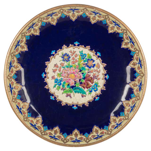 Longwy Faience Cloisonn Style Enamel Charger Dragon Peonies And longwy-faience-cloisonn-style-enamel-charger-dragon-peonies-and