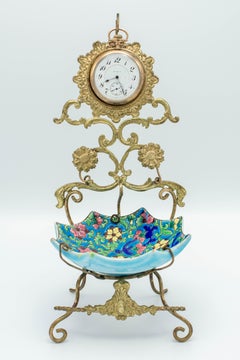 French  Ceramic Longwy Pocket Watch Stand