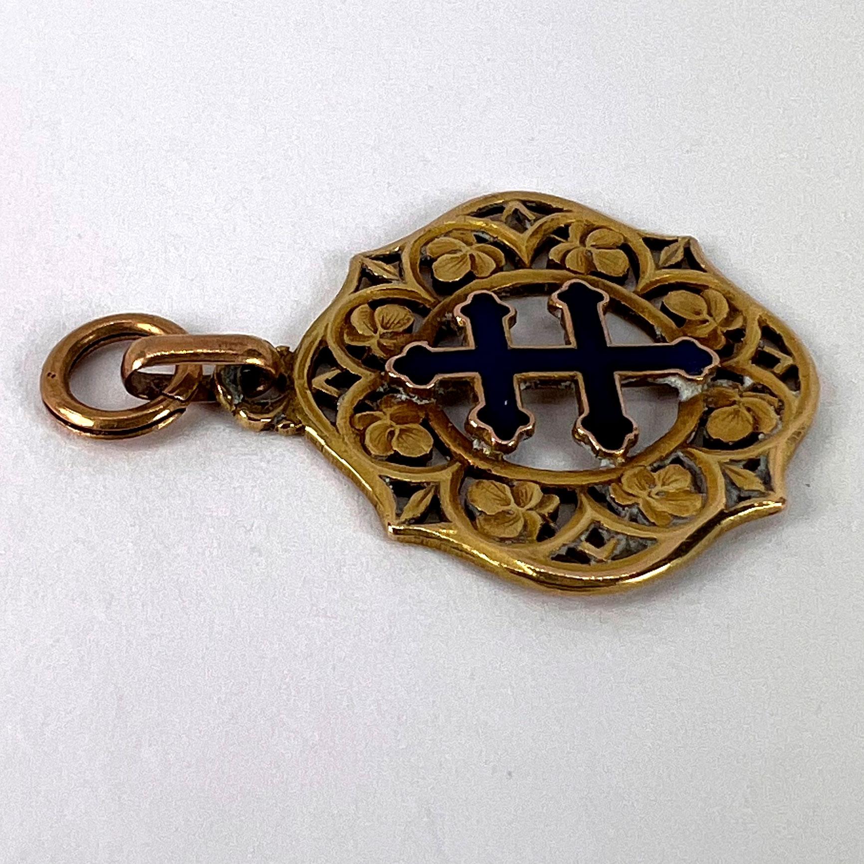 Lorraine Cross 18K Gelbgold Emaille-Charm-Anhänger 8