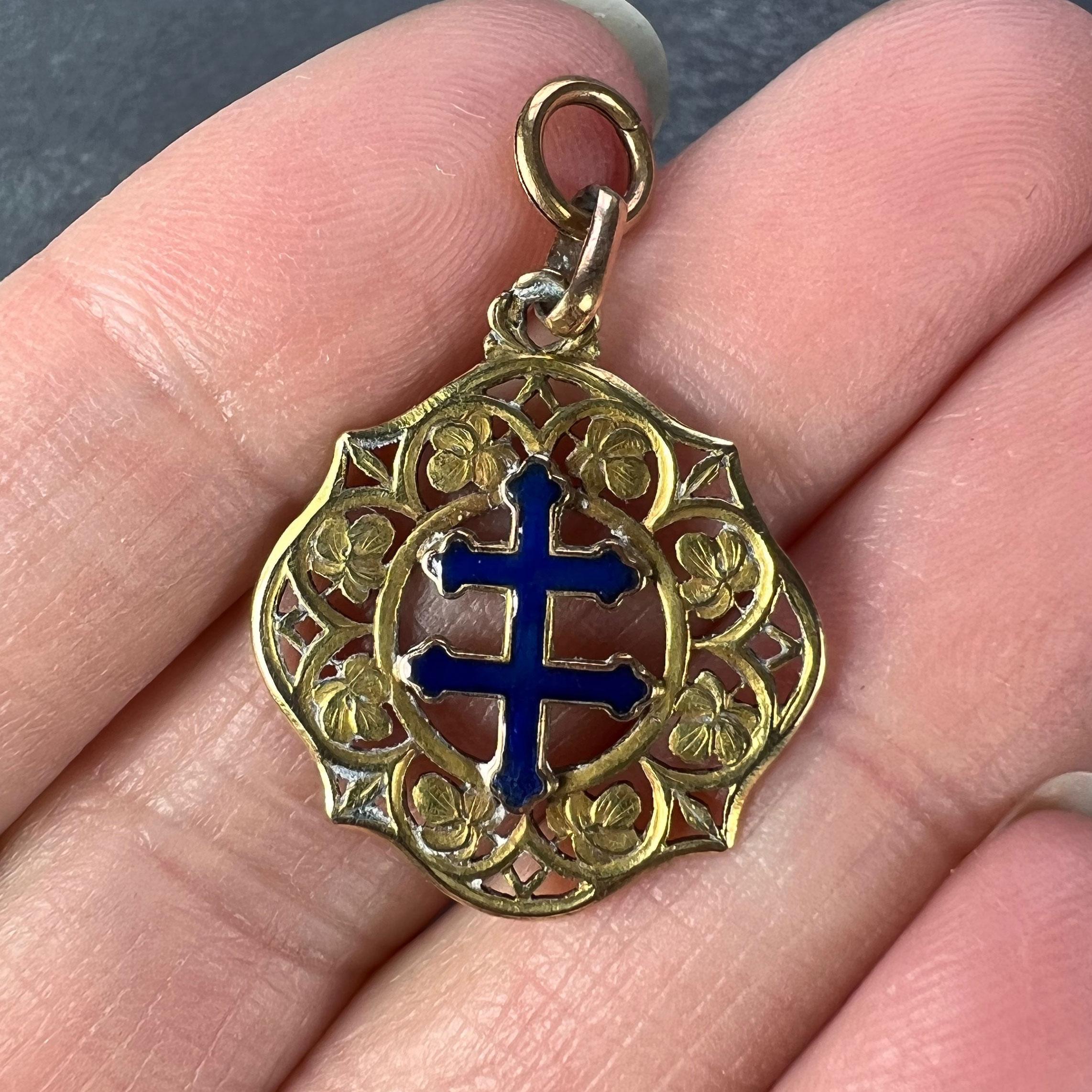 Lorraine Cross 18K Gelbgold Emaille-Charm-Anhänger 1