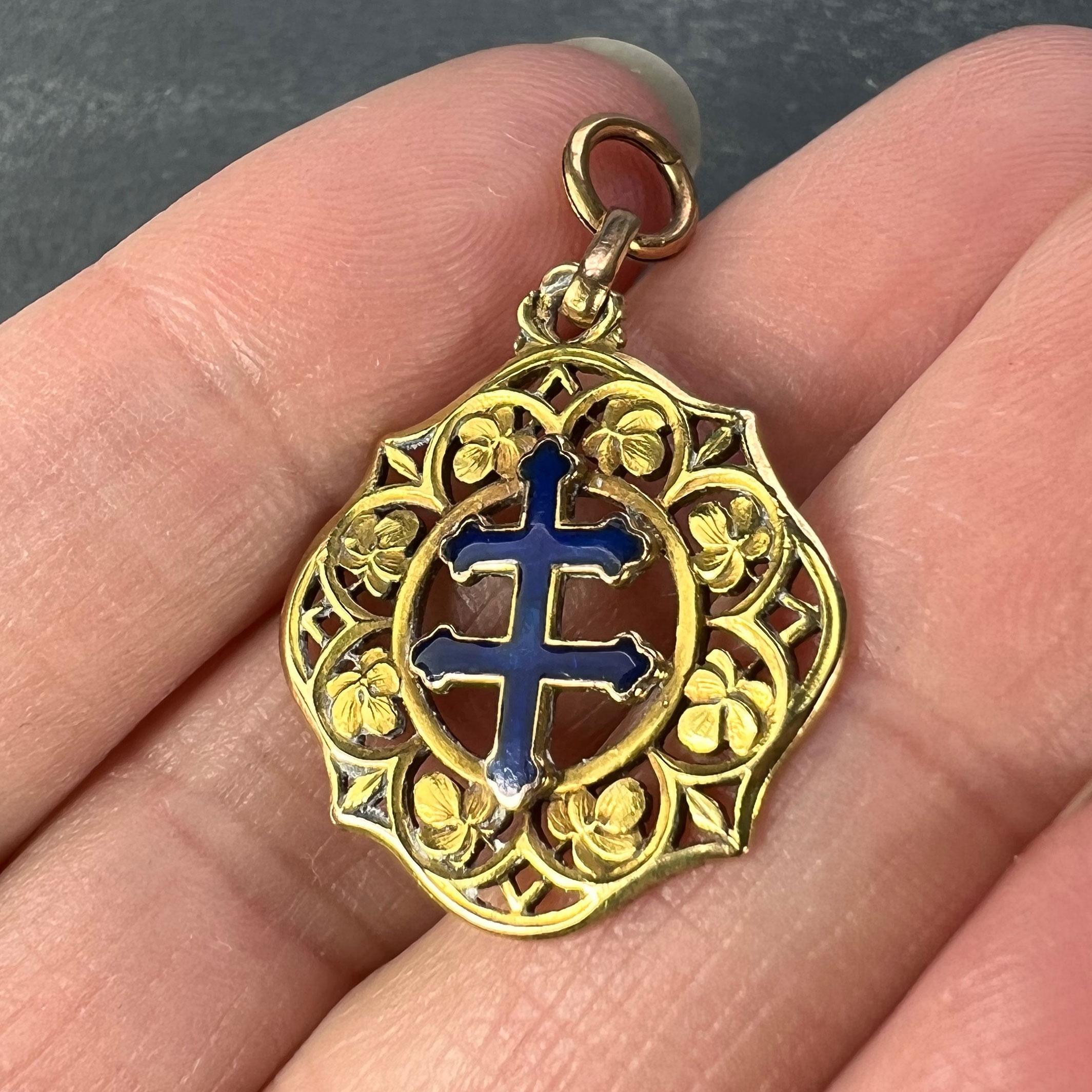 Lorraine Cross 18K Gelbgold Emaille-Charm-Anhänger 2