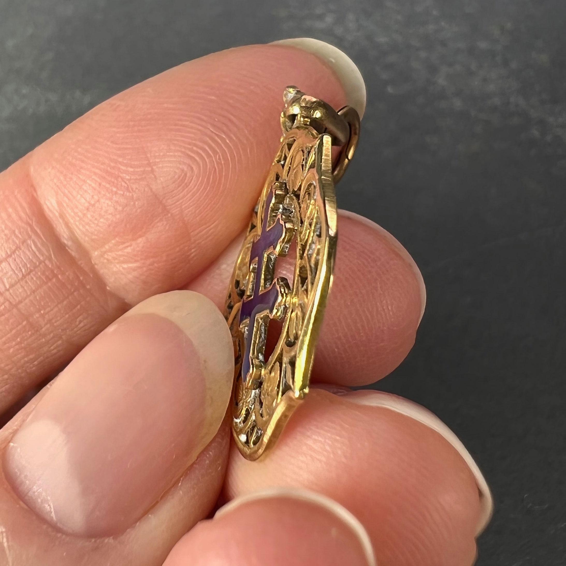 Lorraine Cross 18K Gelbgold Emaille-Charm-Anhänger 3
