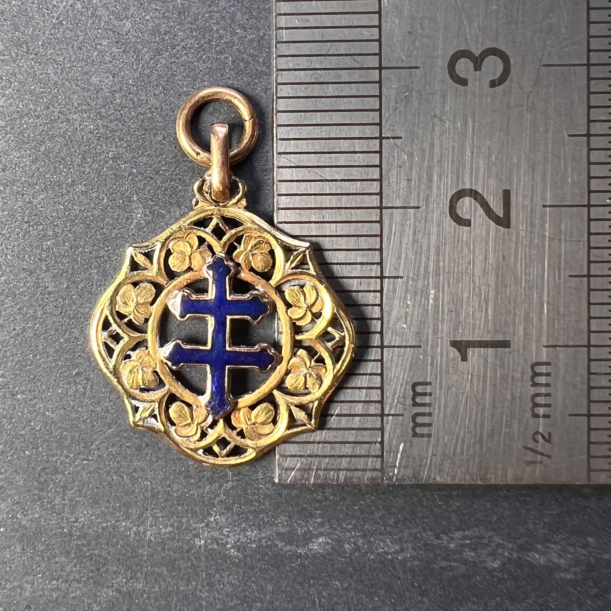 Lorraine Cross 18K Gelbgold Emaille-Charm-Anhänger 4