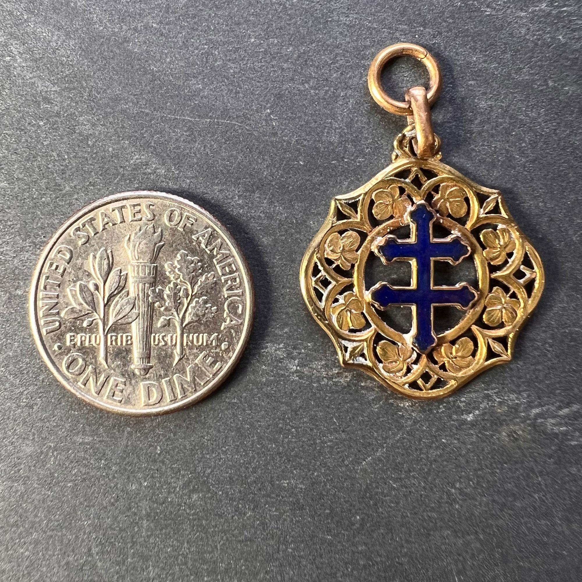 Lorraine Cross 18K Gelbgold Emaille-Charm-Anhänger 5