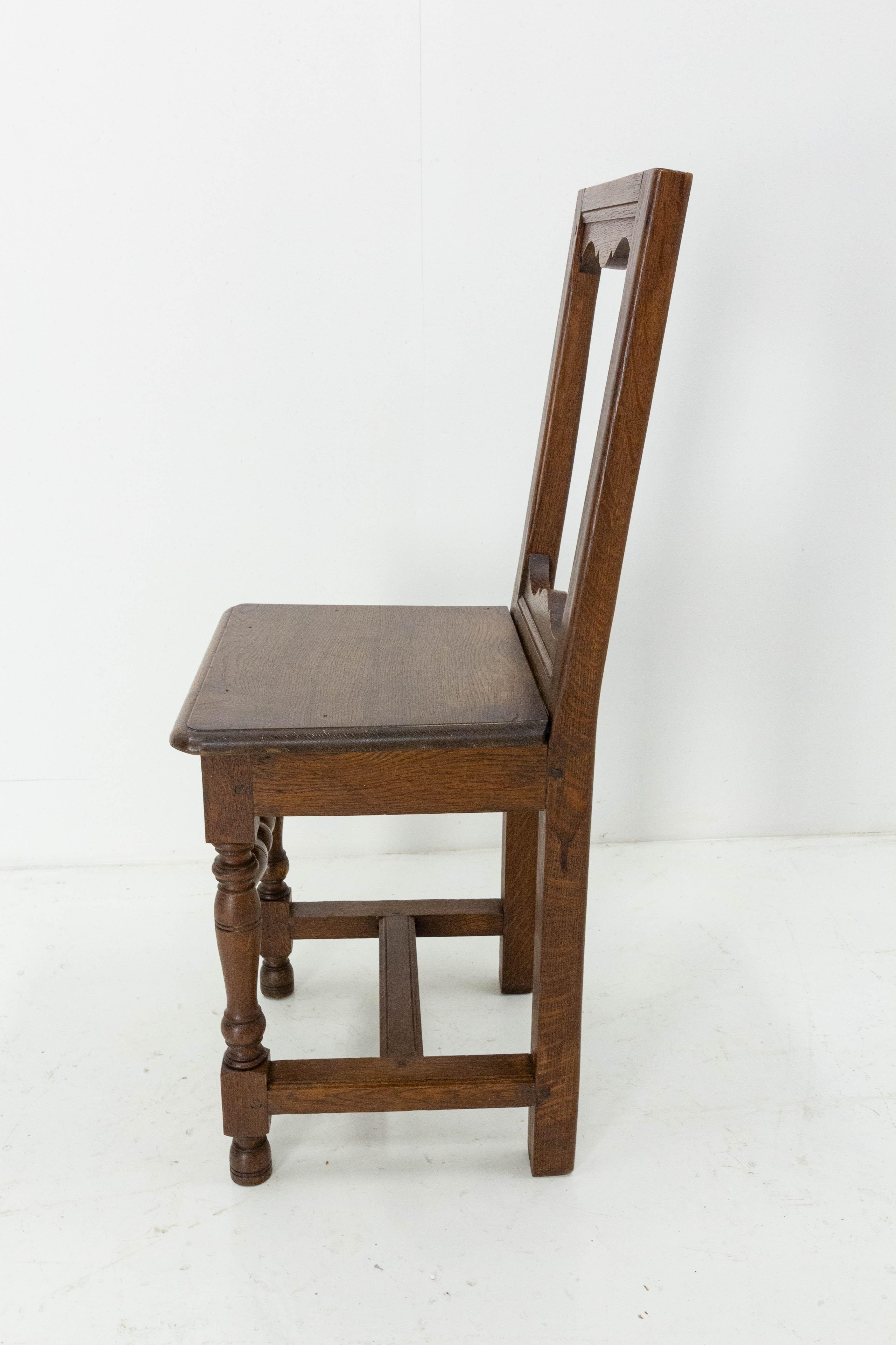Country French Lorraine Side Chair Oak, French, 1940 For Sale