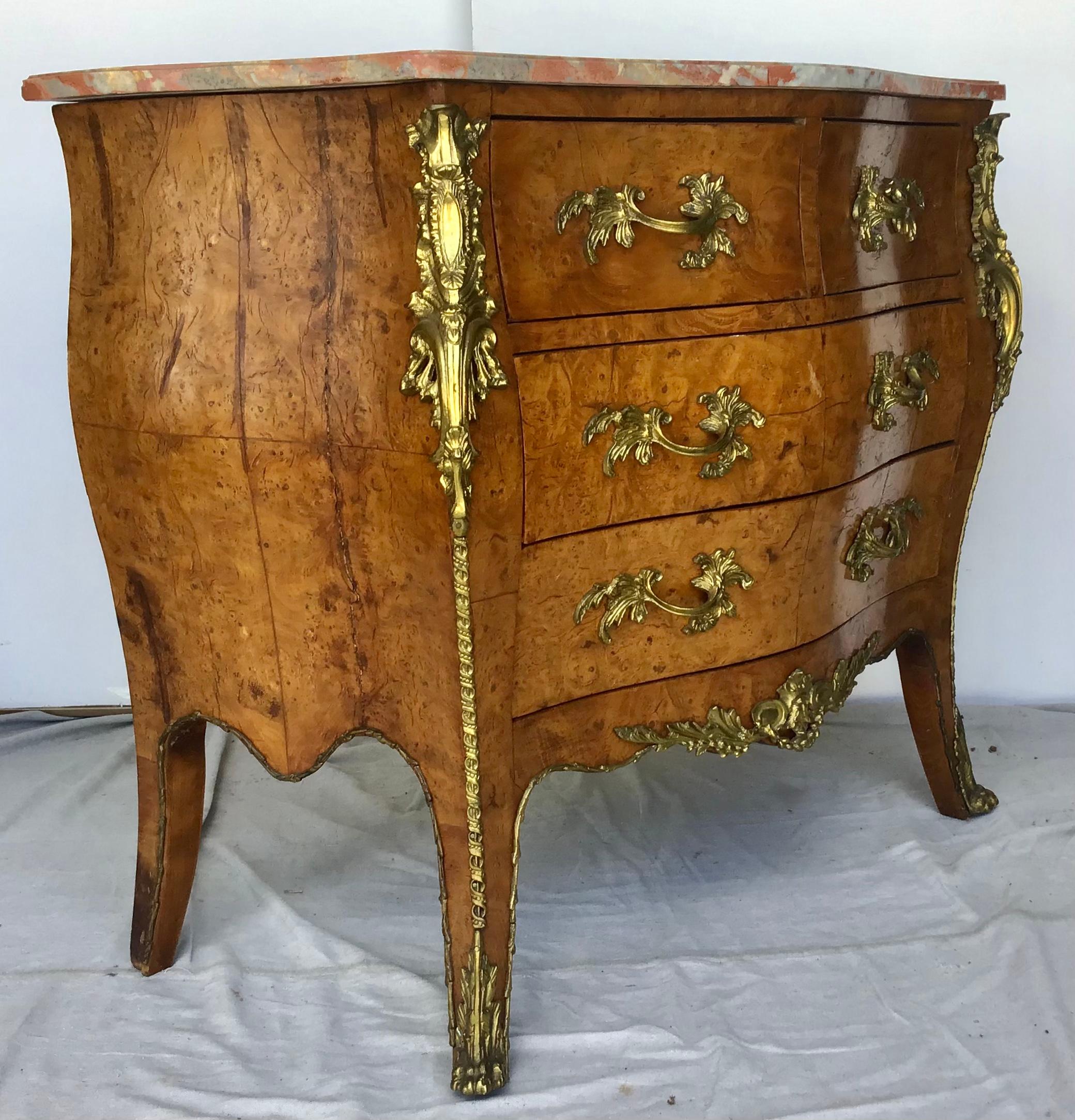 Louis XV French Louie XV Style Marble Top Commode