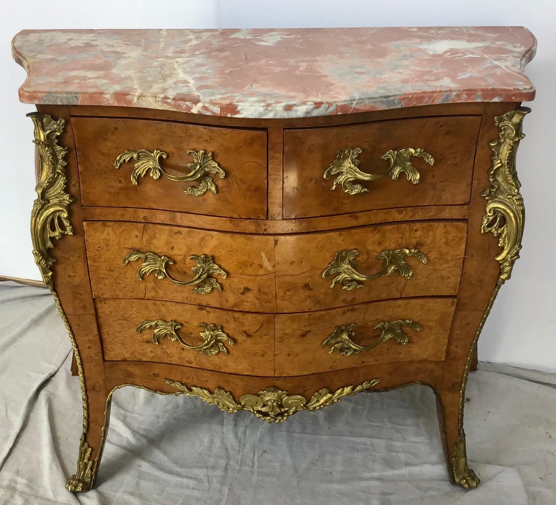 20th Century French Louie XV Style Marble Top Commode