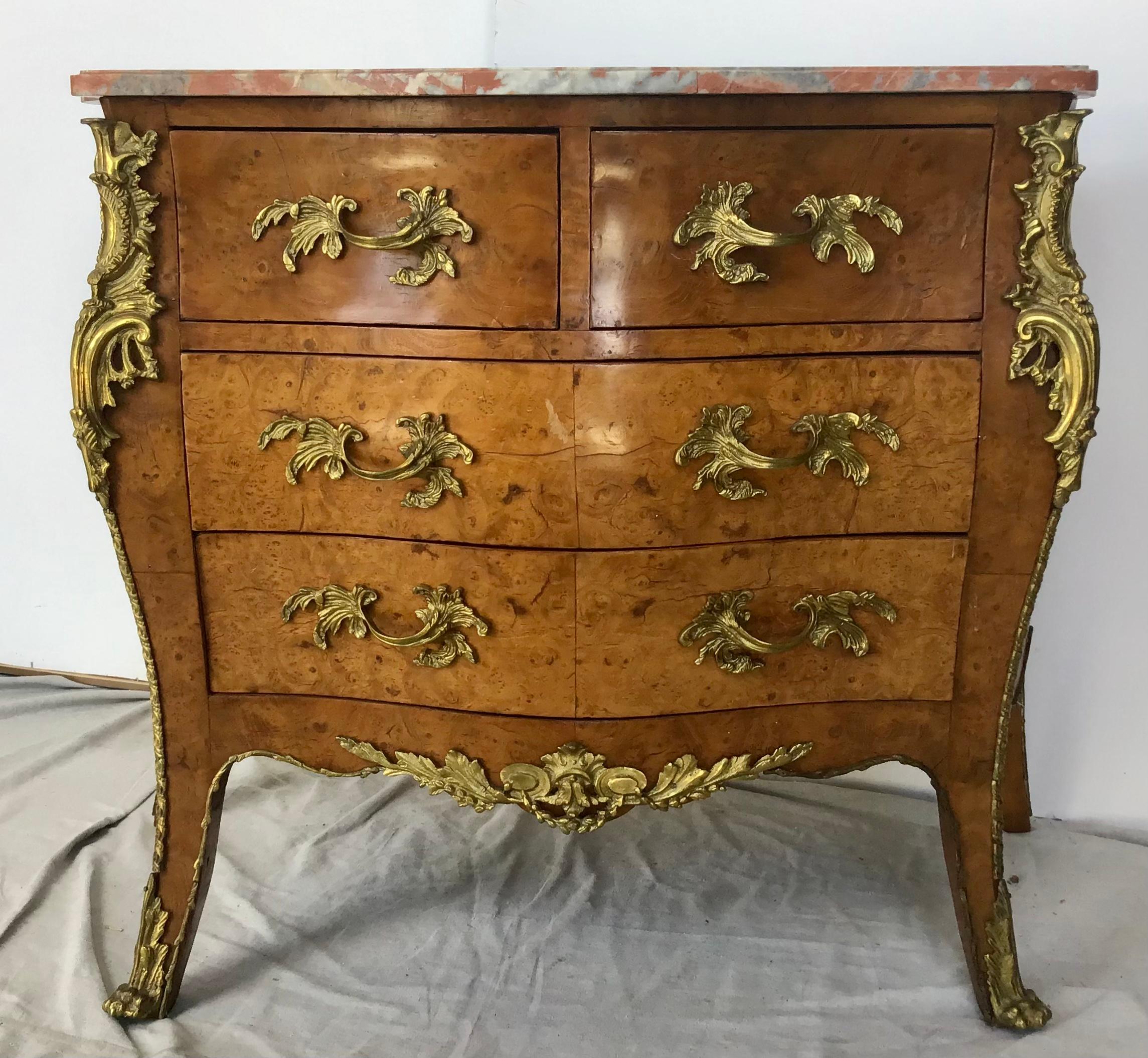 French Louie XV Style Marble Top Commode 1