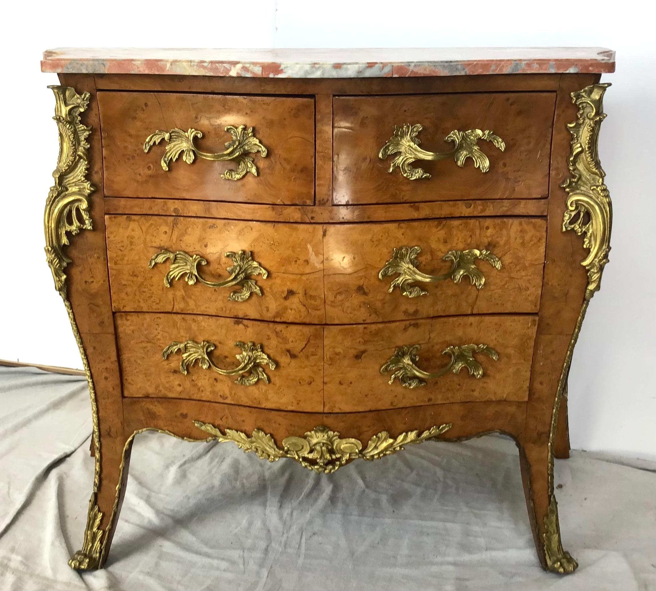 French Louie XV Style Marble Top Commode 2