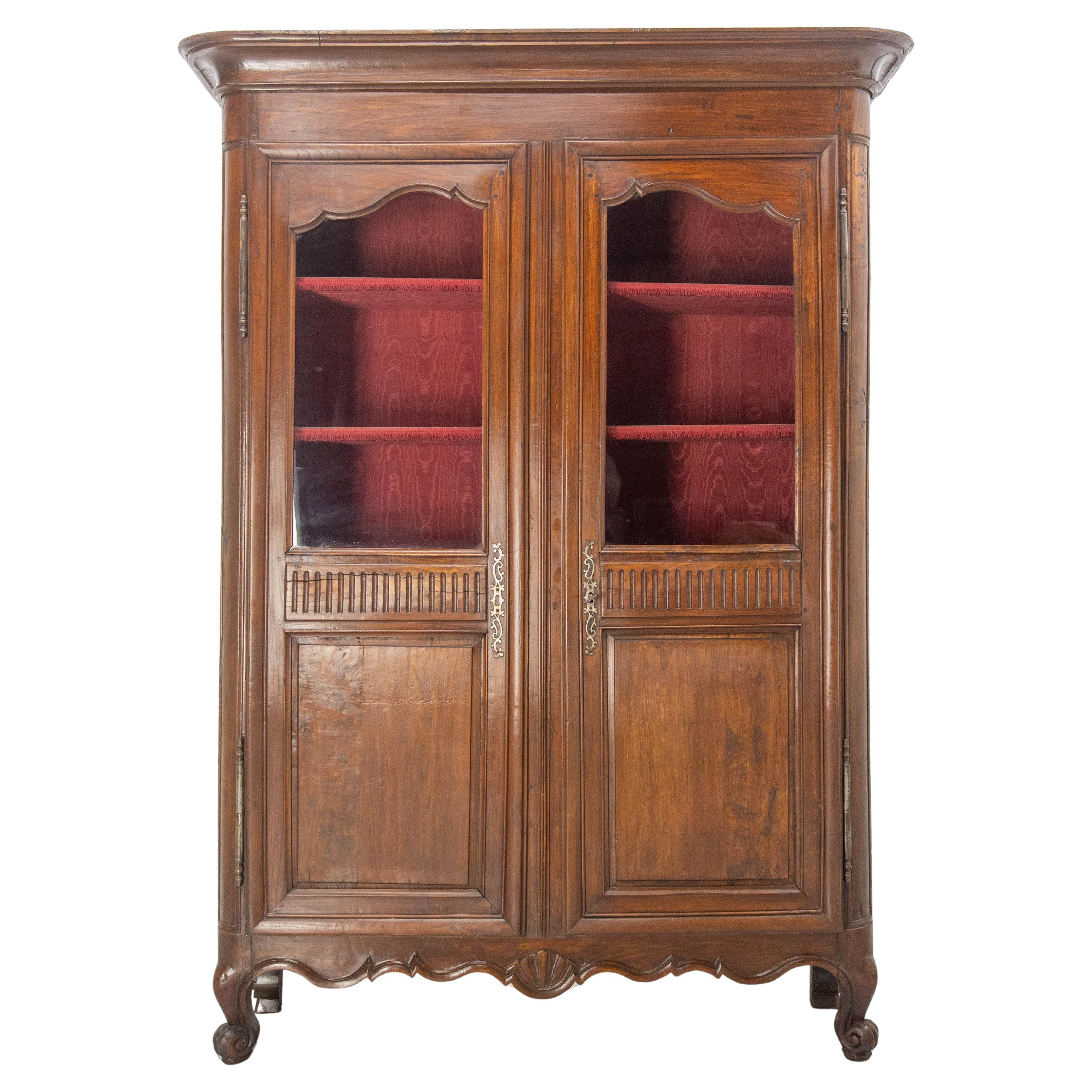 French Louis 15 Ash Book Case Vitrine Armoire Mid-18th Century