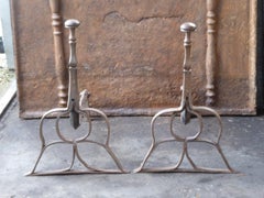 Dutch Louis III Andirons or Firedogs, 17th Century