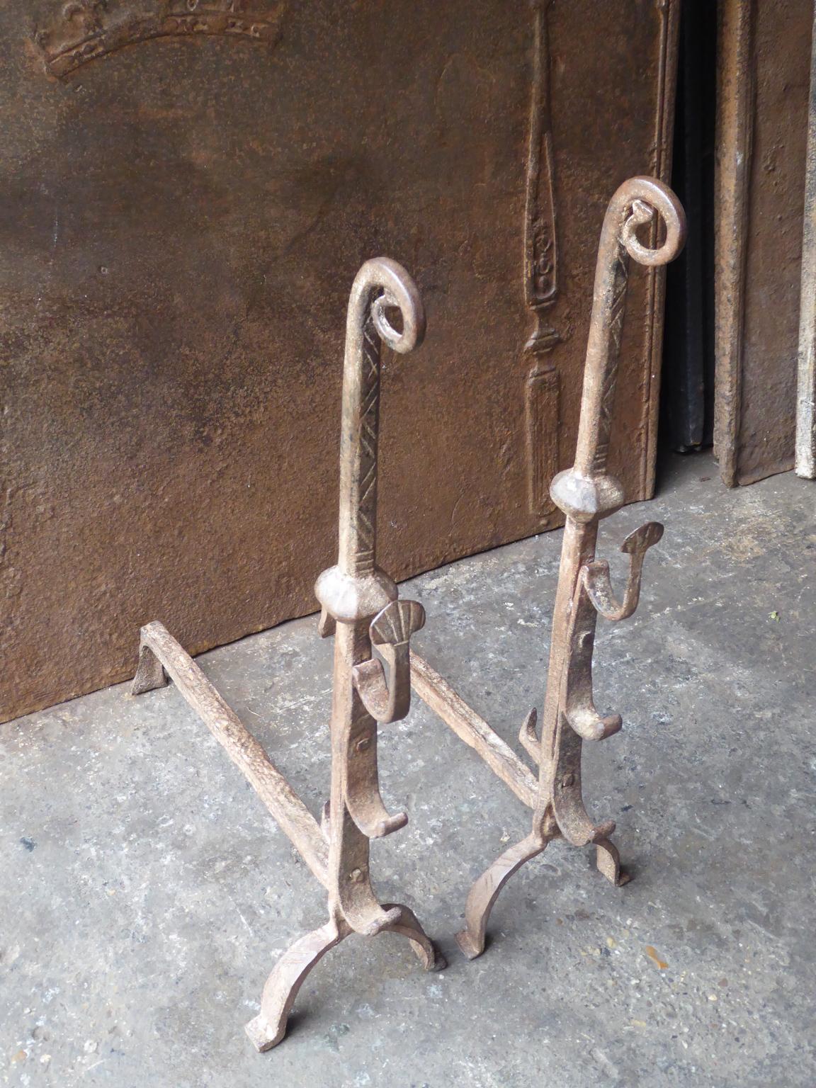 18th Century and Earlier French Louis III Andirons or Firedogs, 17th Century For Sale