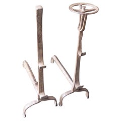 Antique French Louis III Andirons or Firedogs, 17th Century