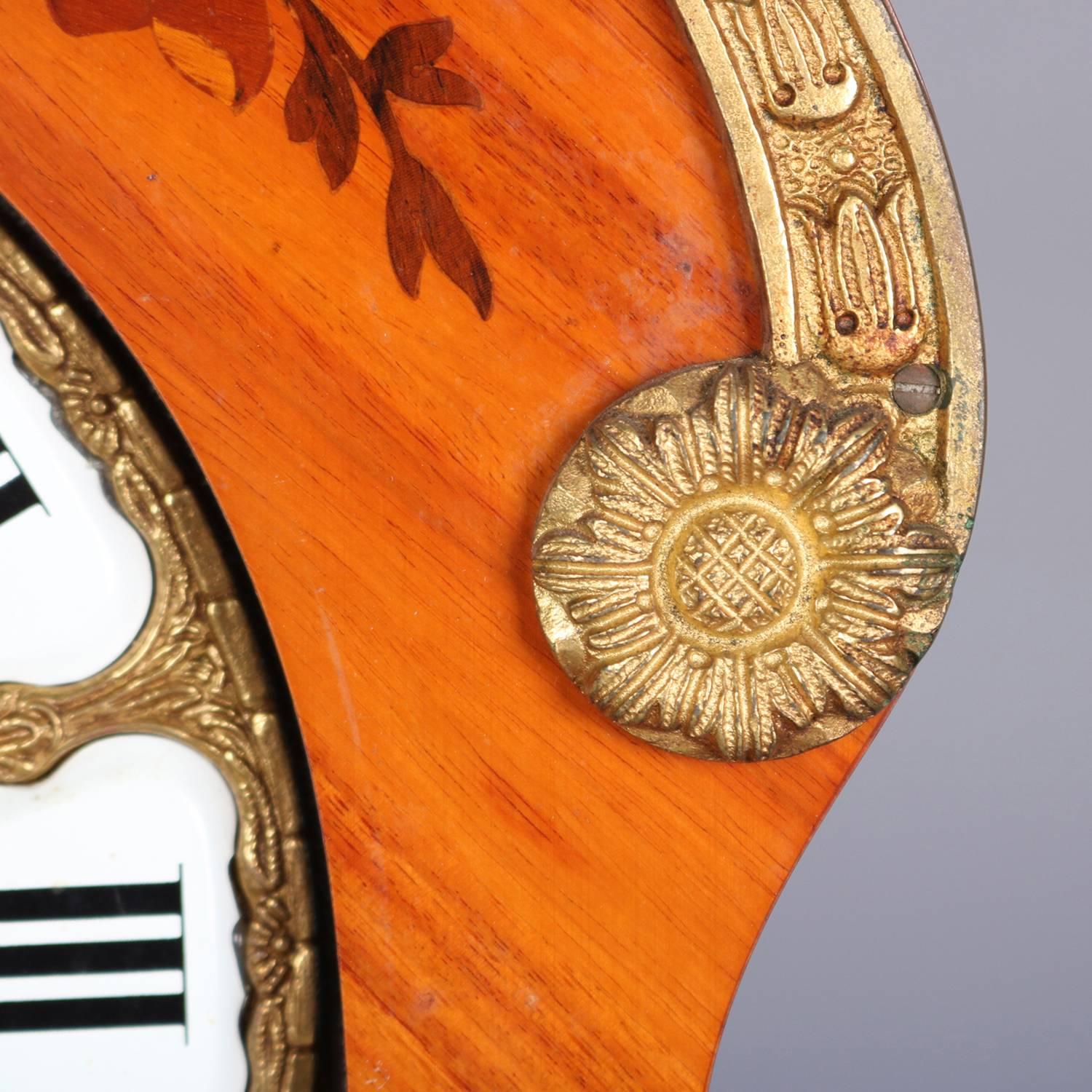 French Louis IV Style Inlaid Kingwood and Ormolu Figural Bracket Clock 5