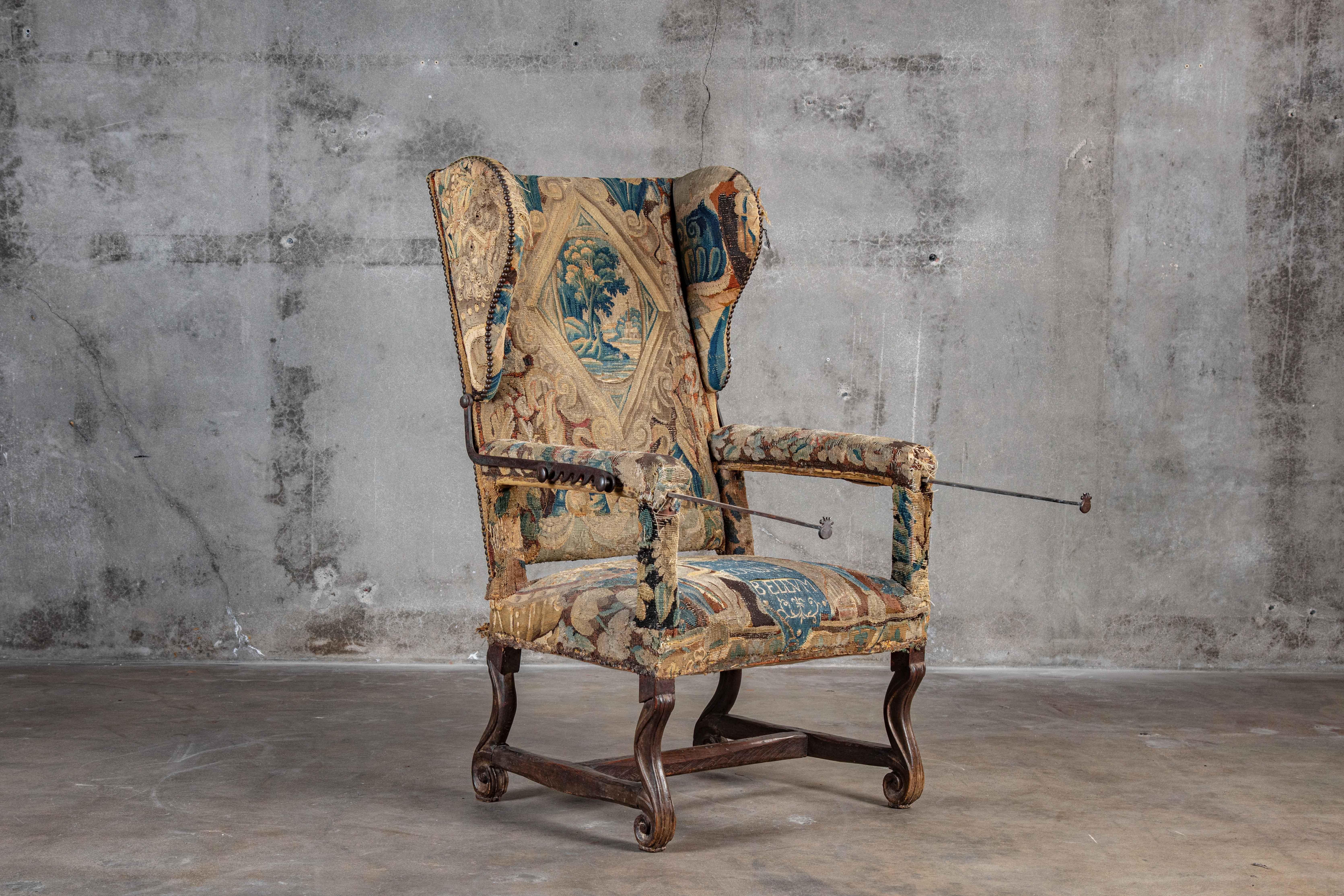 Needlepoint French Louis LXIV Fauteuil For Sale