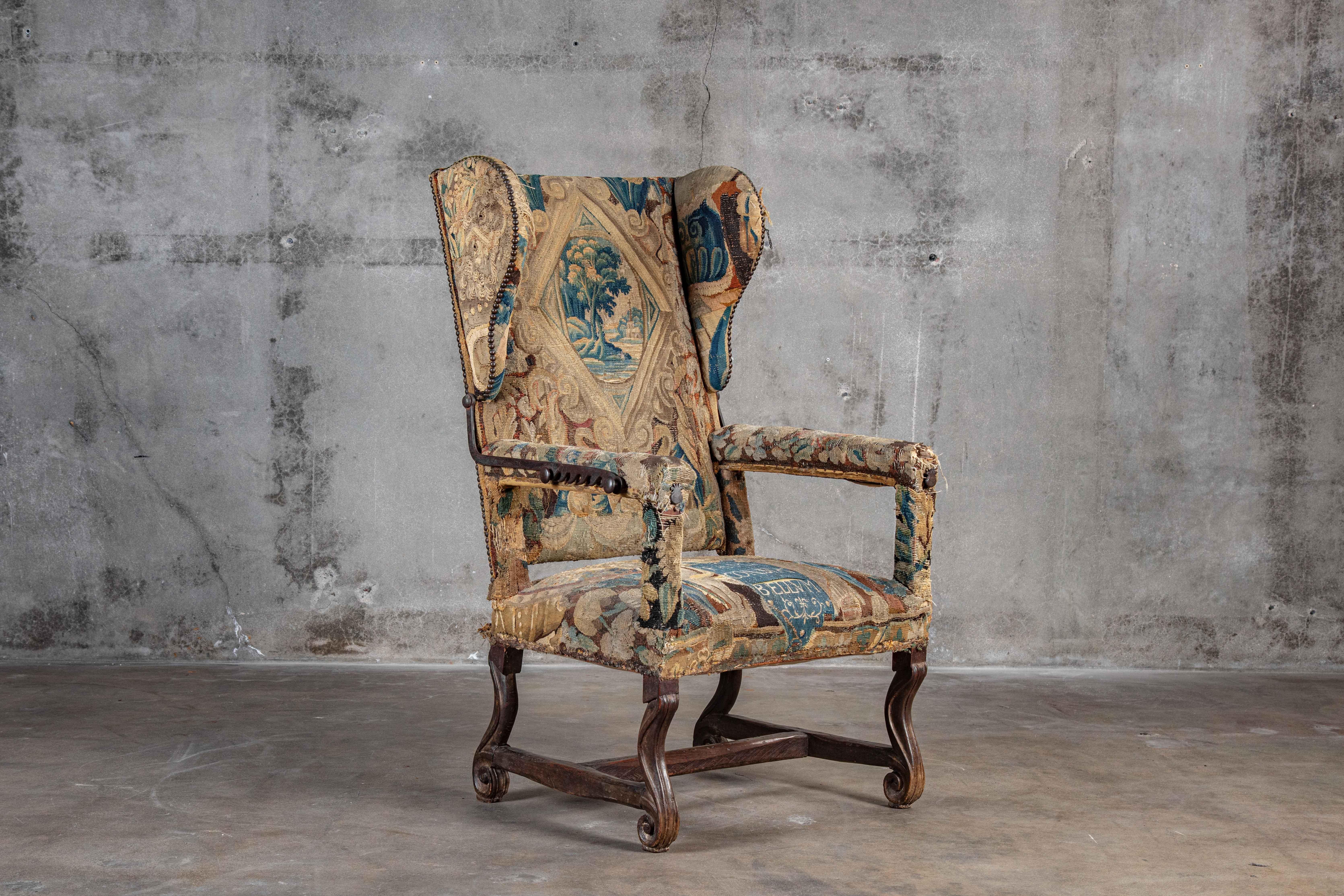 Fabric French Louis LXIV Fauteuil For Sale