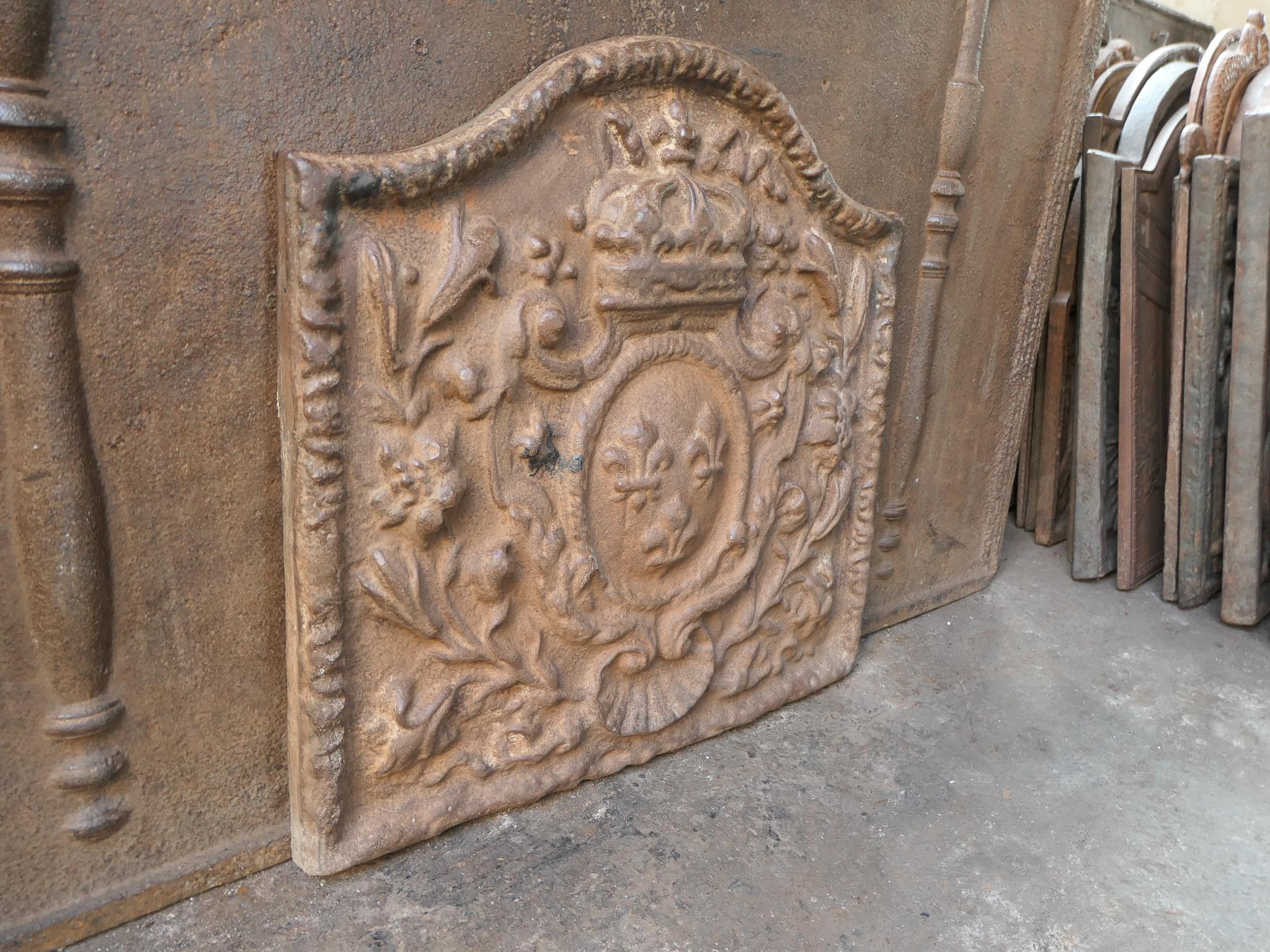 Plaque de cheminée / dosseret de style Louis Napoléon III français 'Armoiries de France en vente 3