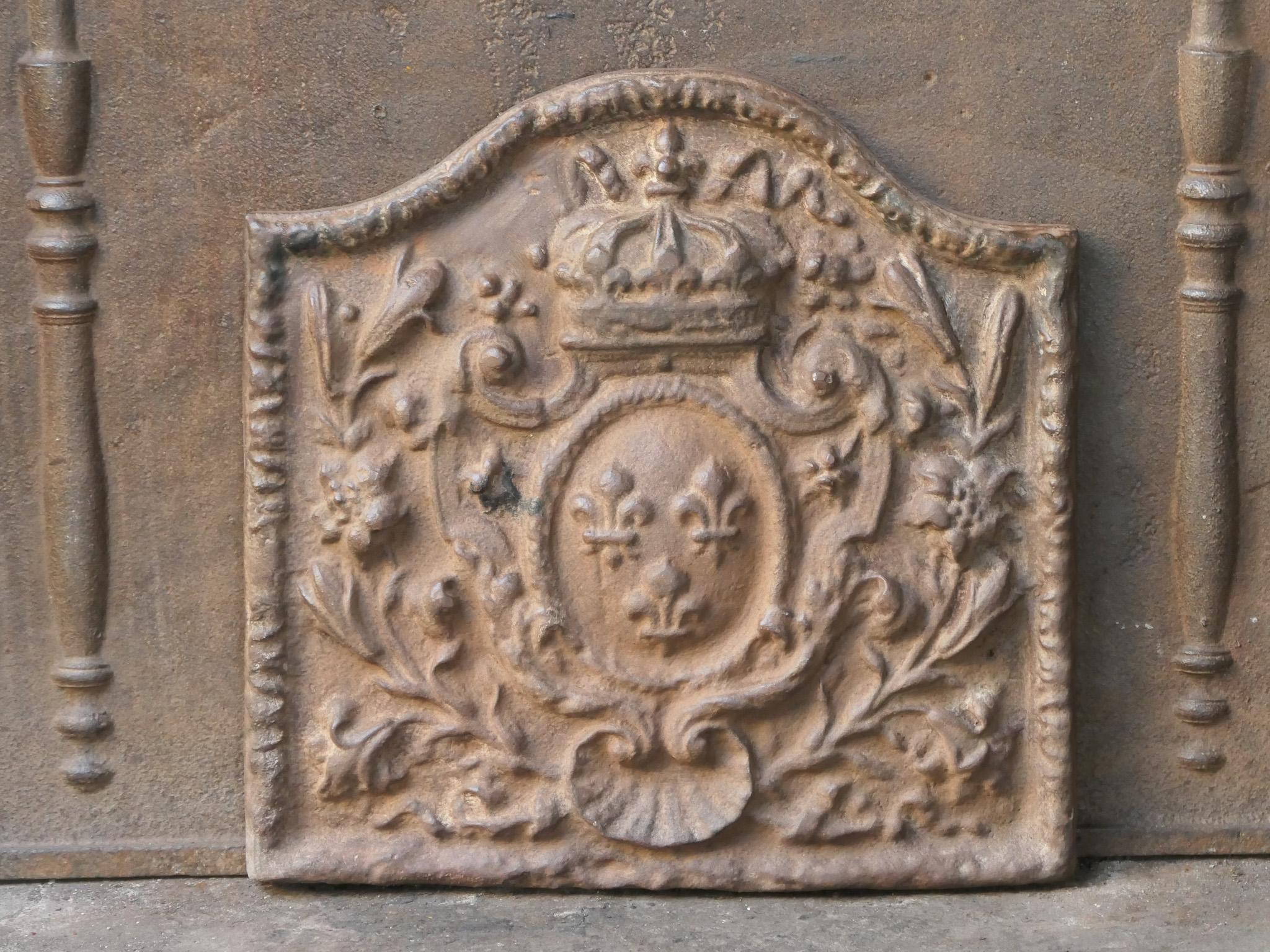 Moulage Plaque de cheminée / dosseret de style Louis Napoléon III français 'Armoiries de France en vente