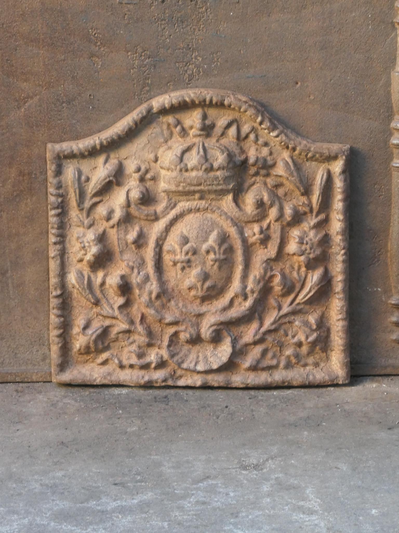 Moulage Plaque de cheminée / dosseret de style Louis Napoléon III français 'Armoiries de France en vente