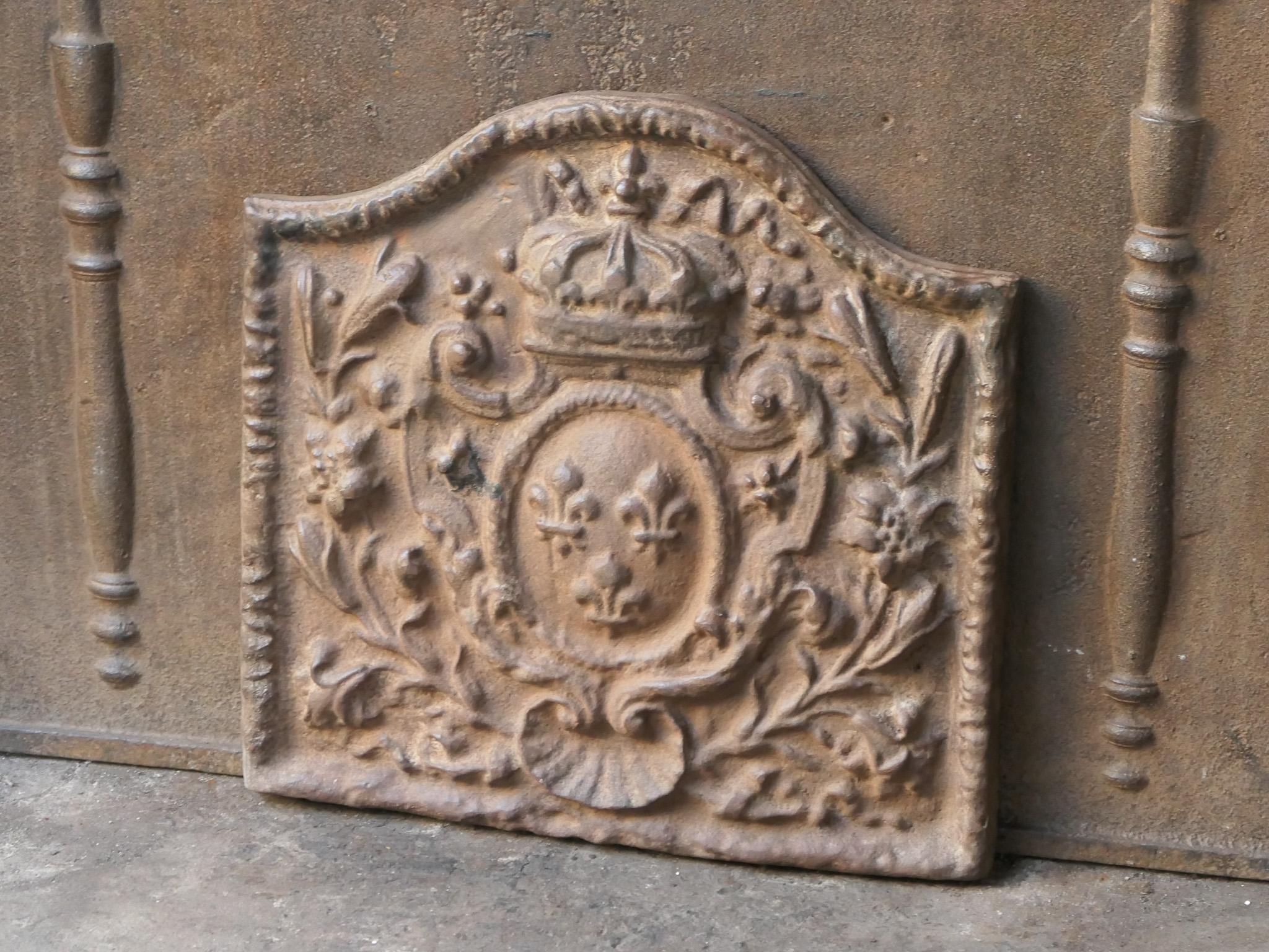 Plaque de cheminée / dosseret de style Louis Napoléon III français 'Armoiries de France Bon état - En vente à Soest, NL