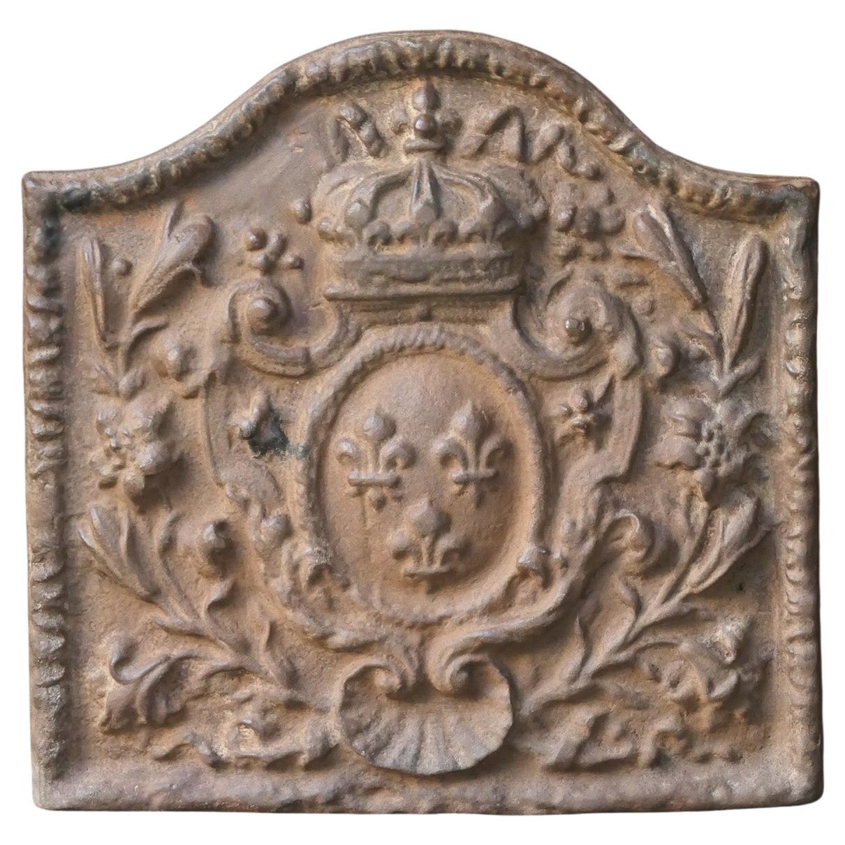 Plaque de cheminée / dosseret de style Louis Napoléon III français 'Armoiries de France en vente