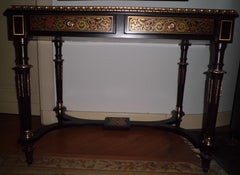 French Louis Napoleon III Style Boulle Desk with Tortoiseshell and Brass Inlay