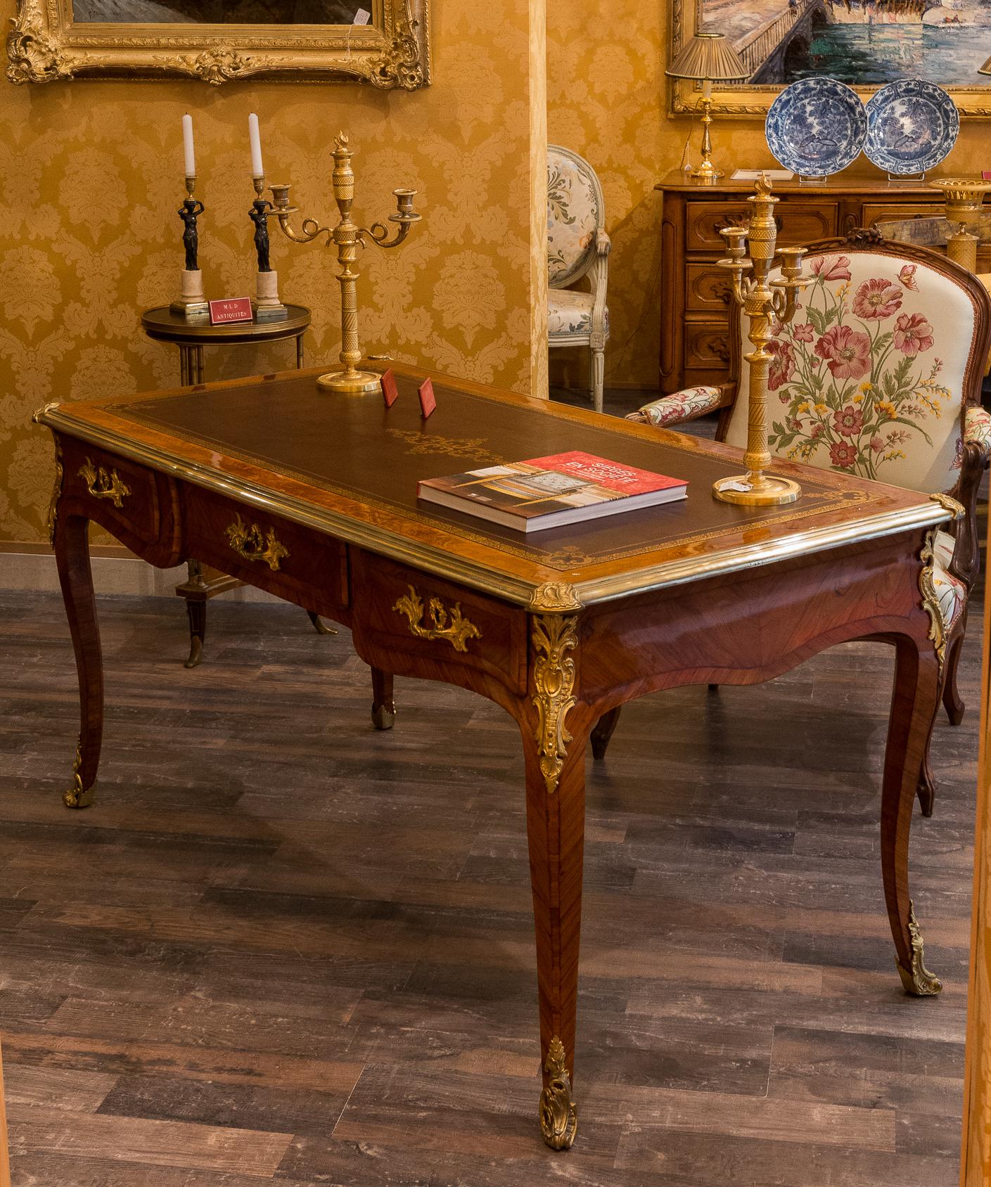 French Louis Period, Flat Violetwood Desk with Gilt-Bronze Decoration circa 1750 im Angebot 10