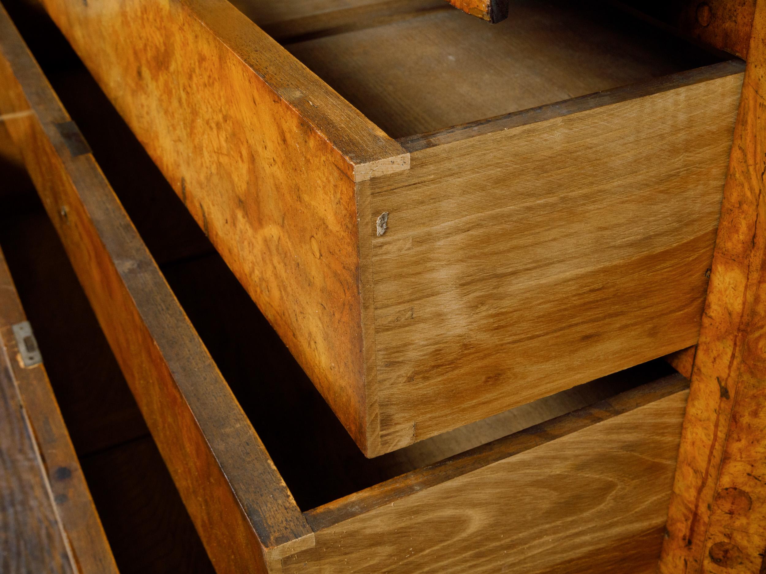 French Louis-Philippe 1850s Walnut Four-Drawer Commode with White Marble Top 1