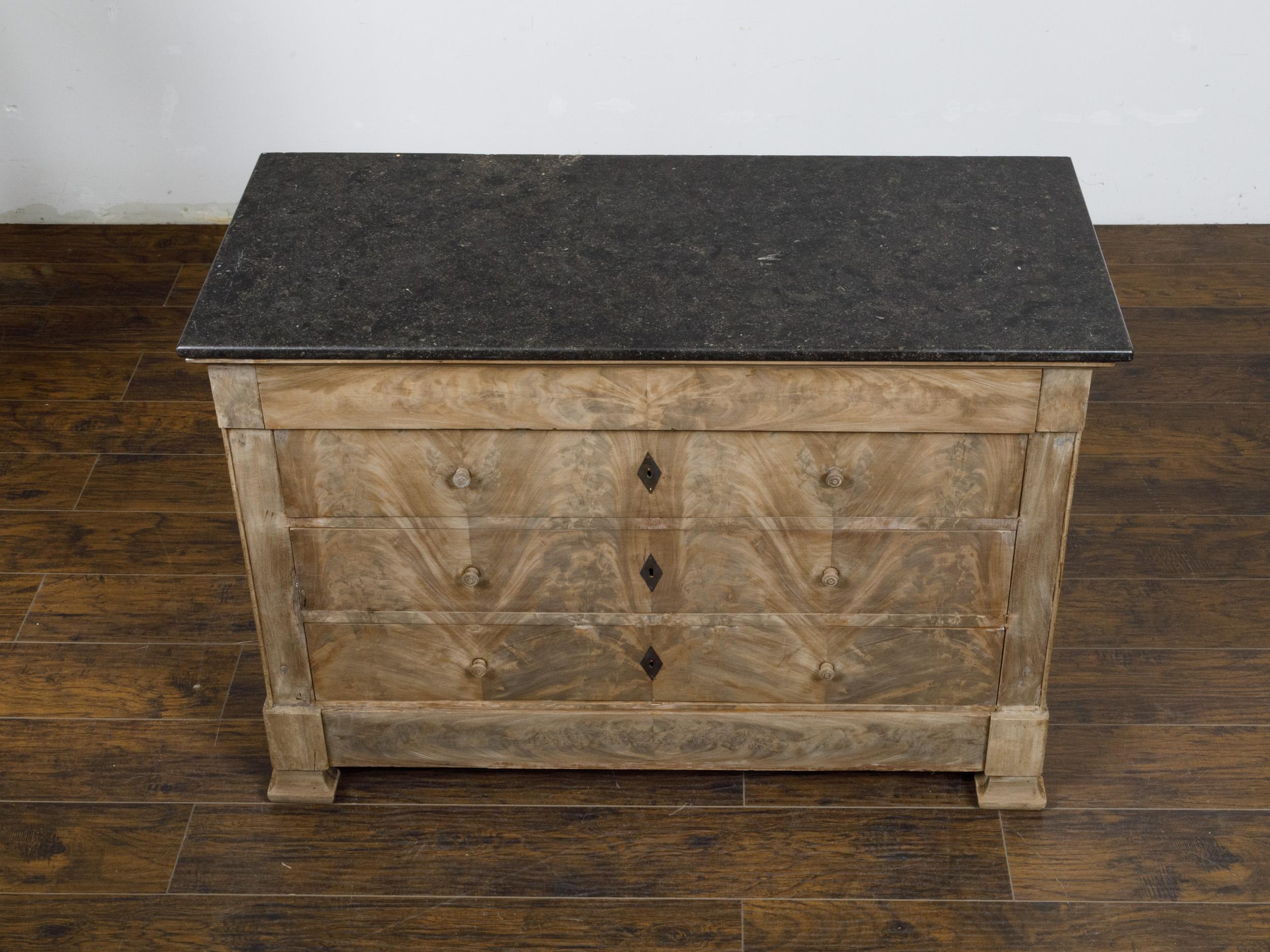 French Louis-Philippe 19th Century Four-Drawer Commode with Black Marble Top 10