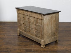 French Louis-Philippe 19th Century Four-Drawer Commode with Black Marble Top