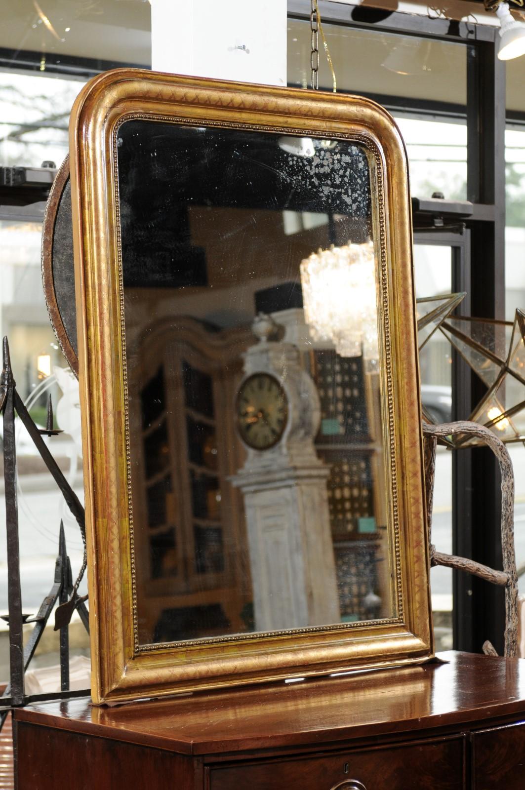 Louis Philippe French Louis-Philippe 19th Century Gilded Wood Mirror with X-Form Motifs