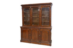 French Louis-Philippe 19th Century Two Part Bookcase with Blown Glass Doors