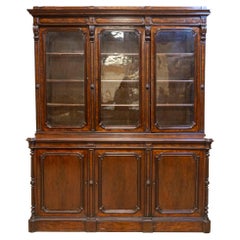 French Louis-Philippe 19th Century Two Part Bookcase with Blown Glass Doors