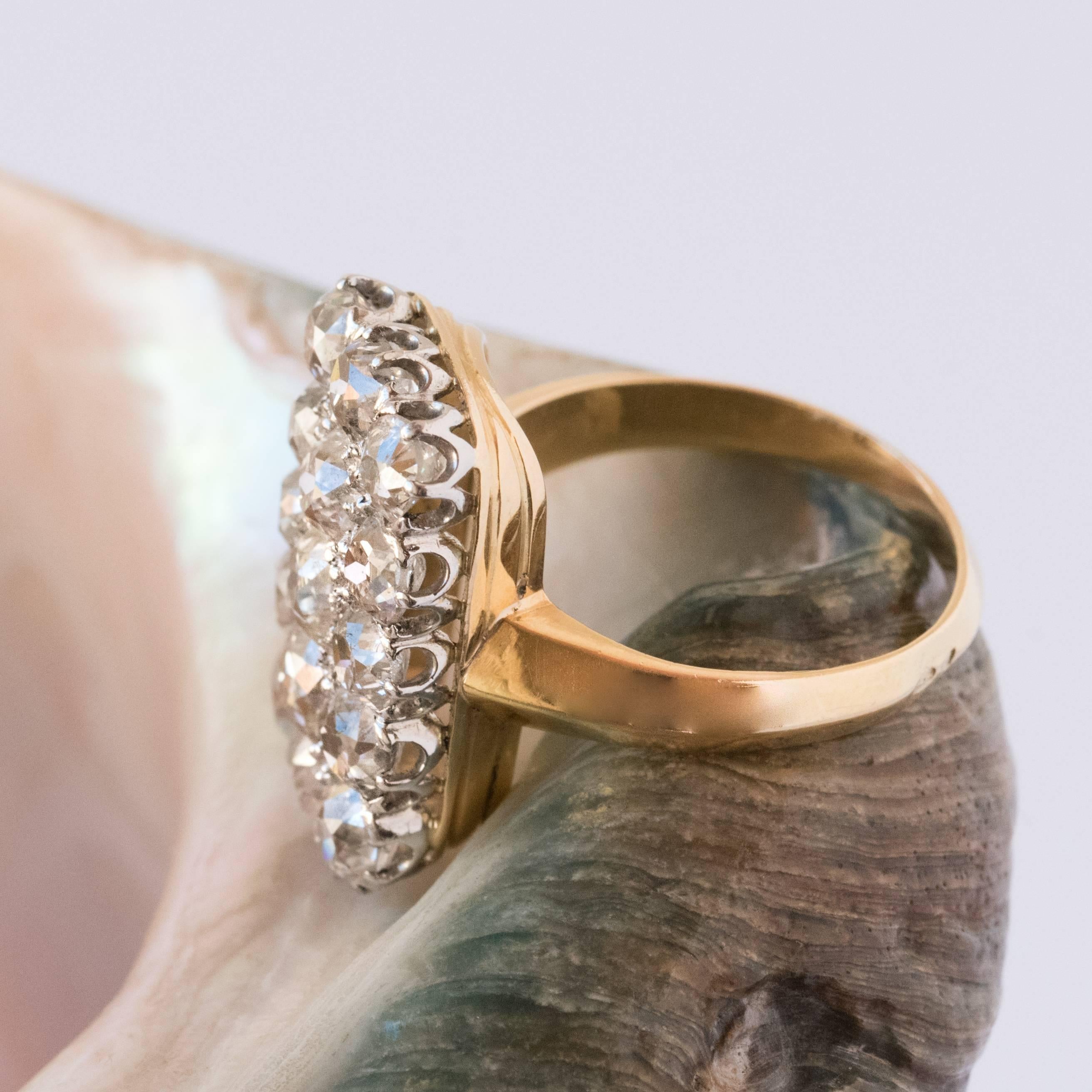 Women's French Louis Philippe Antique Rectangular 5 Carat Diamond Ring 