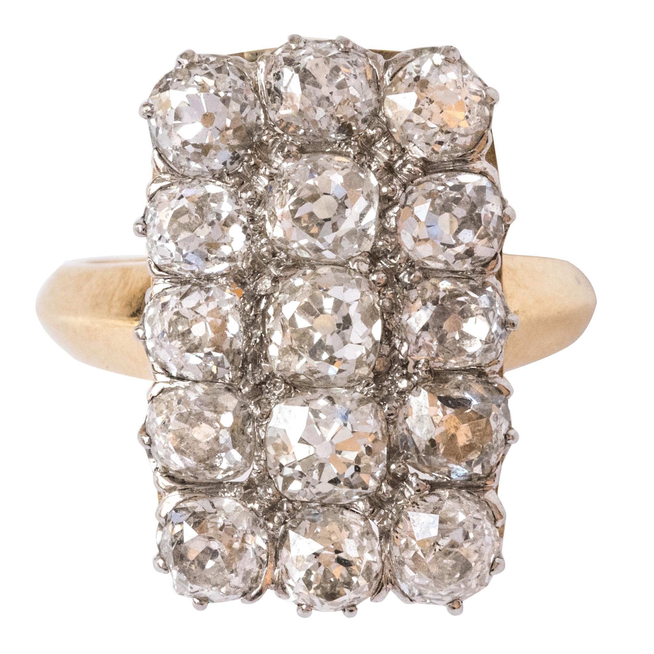 French Louis Philippe Antique Rectangular 5 Carat Diamond Ring 