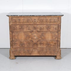 French Louis Philippe Bleached Commode with Bookmatched Front and Marble Top