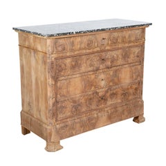 French Louis Philippe Bleached Commode with Bookmatched Front and Marble Top 